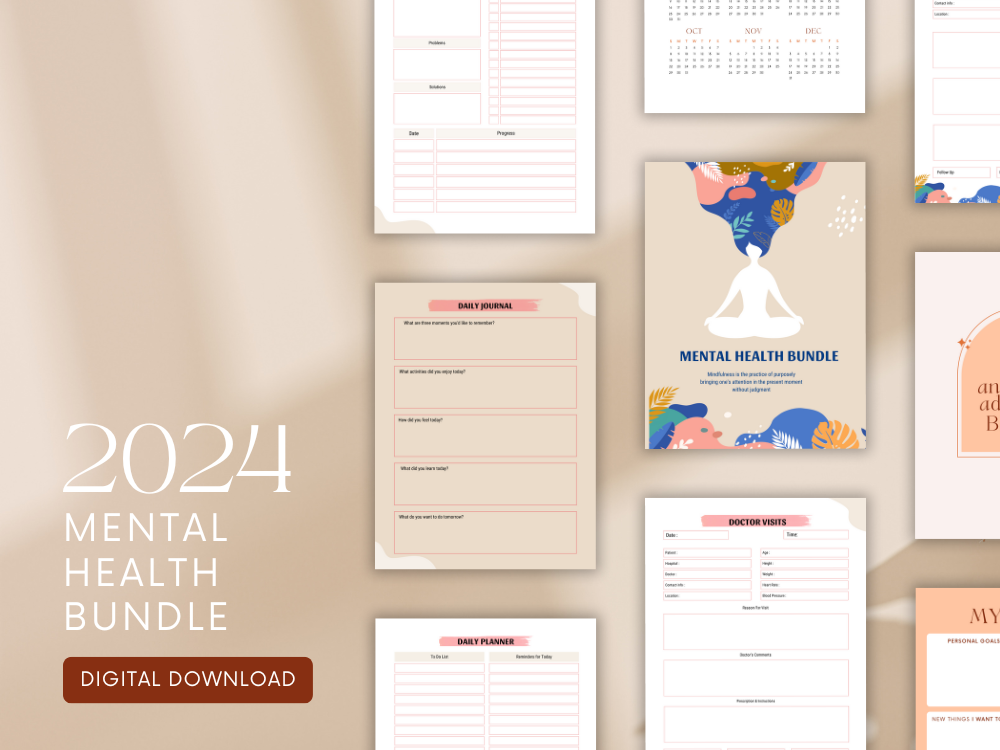 THAT GIRL 2024 Mental Health Bundle| Wellness Planner| Mental Health Journal Digital Good notes Planner Mental health Workbook Notability Printable Planner