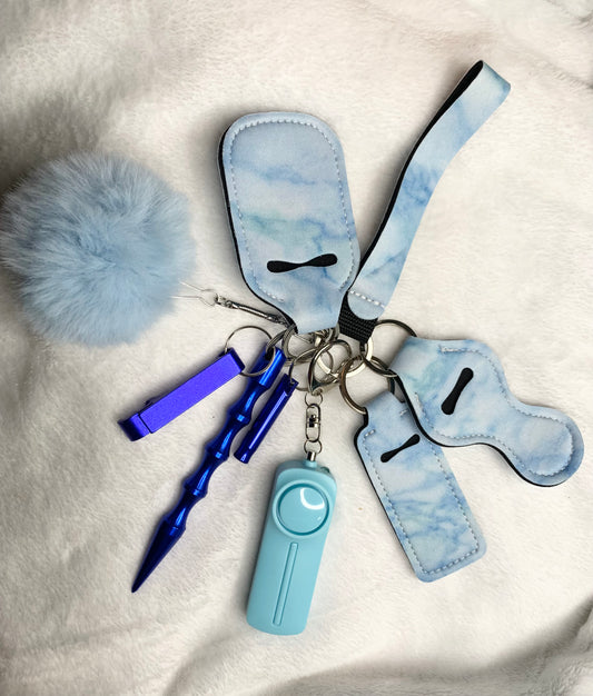 Baby Blue Marble Safety Keychain